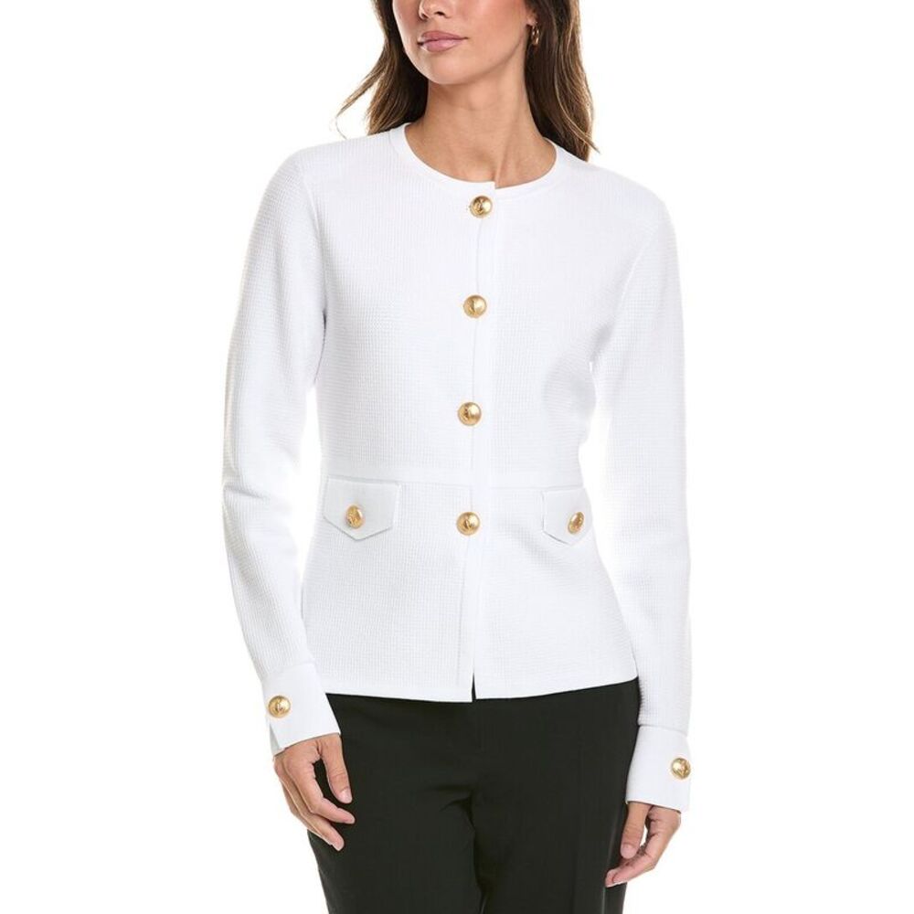 St. John Womens Pique Day Jacket, White